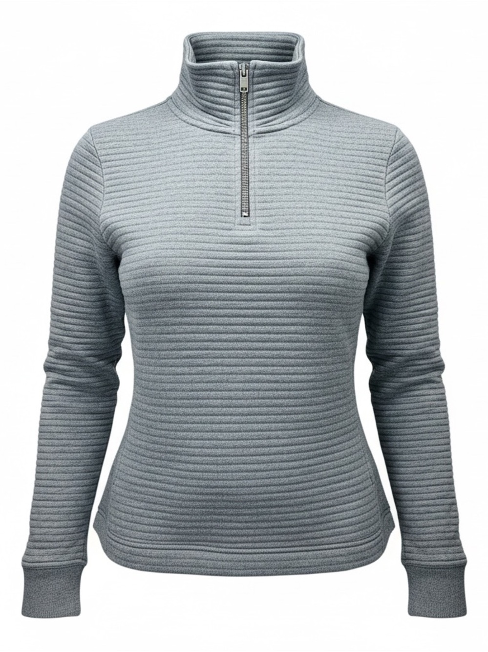 Athleta Light Gray Ottoman Rib Half-Zip Sweatshirt